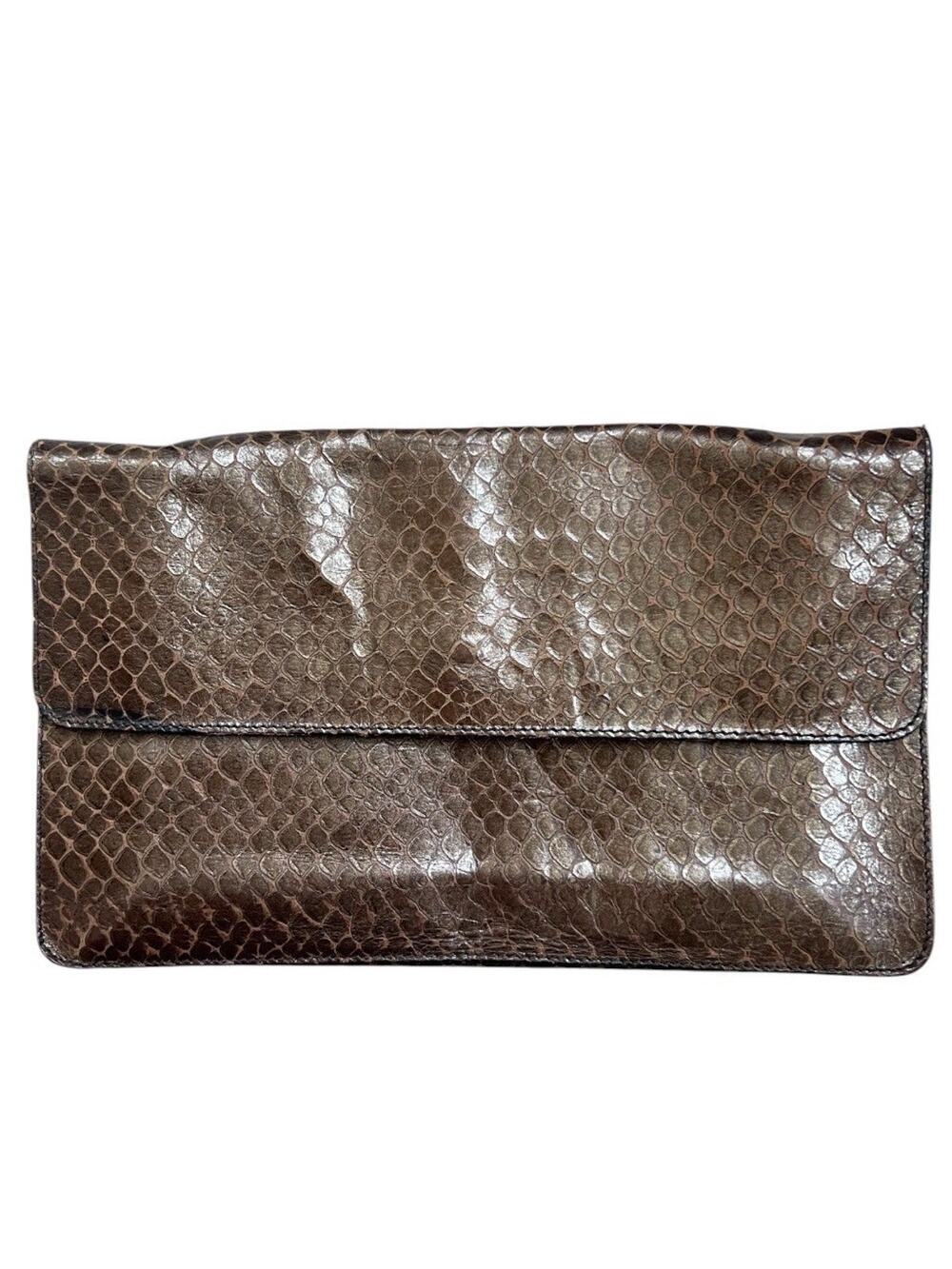 Furla Vtg Leather Snakeskin Embossed Crossbody Clutch Removable Straps Italy